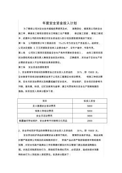 年度安全資金投入計劃