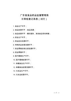 广东省食品药品监督管理局日常检查记录表