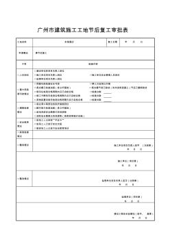 廣州市建筑施工工地節(jié)后復(fù)工審批表