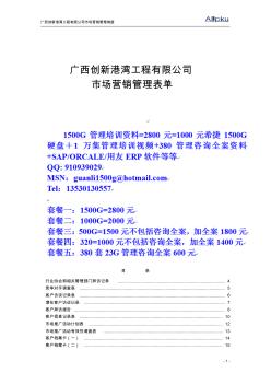 广西创新港湾工程有限公司营销管理表单