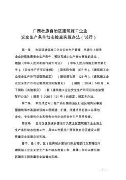 广西壮族自治区建筑施工企业安全生产条件动态检查实施办法(试行)