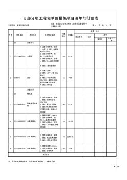 建筑与装饰工程分部分项工程和单价措施项目清单与计价表