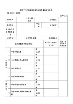 建筑中水系统安装工程检验批质量验收记录表