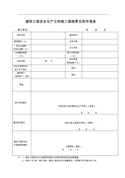 建筑工程安全生产文明施工措施费支取申请表