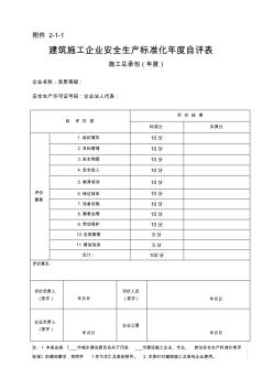 建筑施工企業(yè)安全生產(chǎn)標準化年度自評表