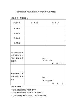 建筑施工企業(yè)安全生產(chǎn)許可證書變更申請表