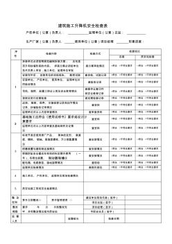 建筑施工升降机安全检查表