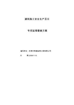 建筑施工安全生产百日督查方案2008.5.15