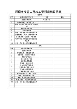 建筑水电工程竣工资料归档目录表