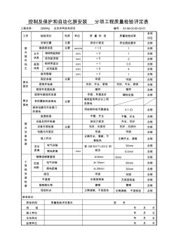 控制及保護(hù)和自動化屏安裝分項工程質(zhì)量檢驗評定表