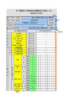 木门制作检验批验收记录表