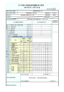 木门安装工程检验批质量验收记录表