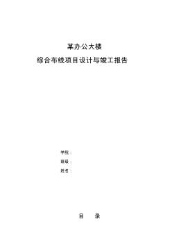 某大楼综合布线工程项目设计和施工报告