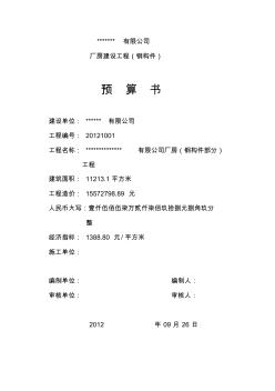 某有限公司廠房建設(shè)工程預(yù)算書匯總