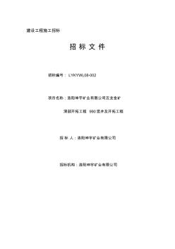 某矿业公司五龙金深部开拓工程990竖井及开拓工程施工招标文件