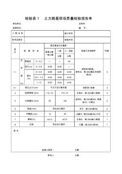 檢驗(yàn)表1土方路基現(xiàn)場質(zhì)量檢驗(yàn)報(bào)告單(新板2004年)