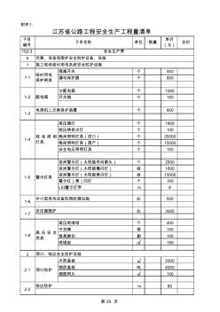 江苏省公路工程安全生产工程量清单