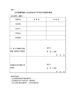 江蘇省建筑施工企業(yè)安全生產(chǎn)許可證書變更申請表 (2)