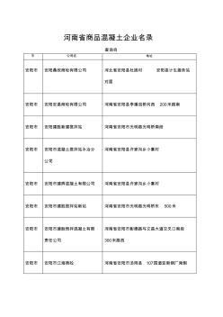 河南省商品混凝土企业名录