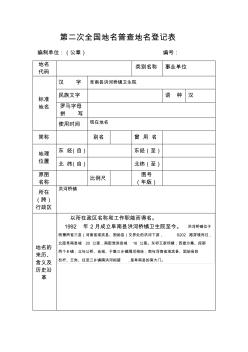 洪河桥卫生院第二次全国地名普查地名登记样表