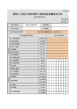 混凝土小型空心砌塊砌體工程檢驗批質(zhì)量驗收記錄