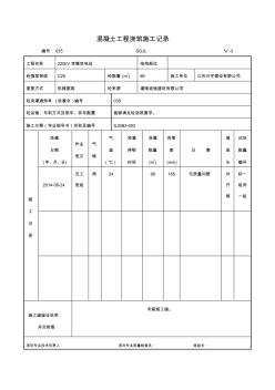 混凝土工程浇筑施工记录35