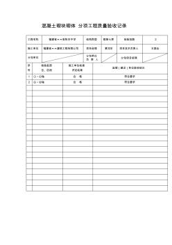 混凝土砌塊砌體分項工程質(zhì)量驗收記錄