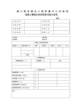 混凝土稠度及表現(xiàn)密度試驗記錄表