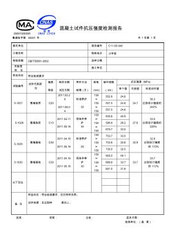 混凝土試件、砂漿配合比、砂漿試件檢測報(bào)告