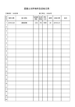 混凝土試件制作及送檢記錄