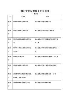 湖北省商品混凝土企业名录