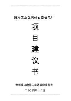 煤矸石自備電廠項目建議書