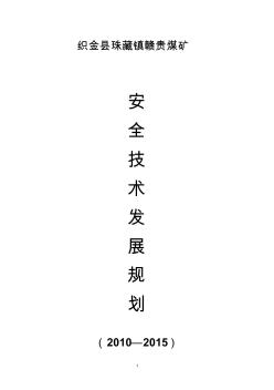 煤礦安全技術(shù)發(fā)展規(guī)劃