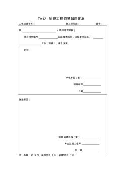 監(jiān)理通知單樣表及回復(fù)單-170308