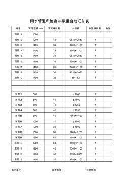 管道和檢查井?dāng)?shù)量自動匯總表