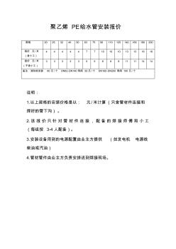 聚乙烯PE给水管安装报价