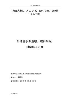 脚手架、螺杆洞眼封堵方案的报告