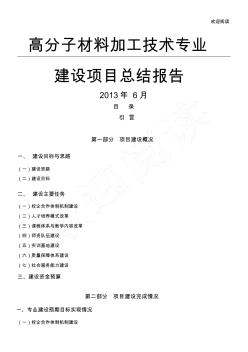 0805定稿项目总结报告高分子材料加工技术专业