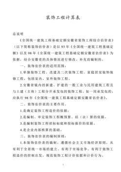 1999安徽装饰定额计算规则及各类工程管理费利润费率表资料