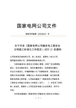 20050617国家电网公司输变电工程安全文明施工标准化工作规定(试行)(国家电网基建[2005]403号)