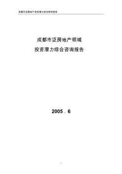 2005成都市泛房地产领域投资潜力综合咨询报告HHHHH