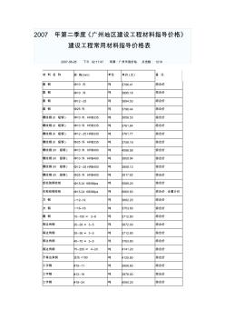 2007年第二季度《广州地区建设工程材料指导价格》