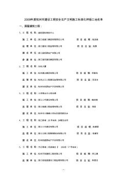 2009年度杭州市建设工程安全生产文明施工标准化样板工地名单