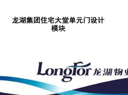 2011龙湖集团住宅大堂单元门设计模块资料