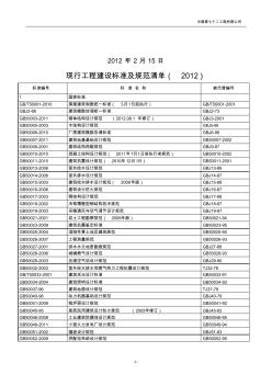 2012年现行标准规范清单