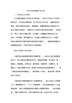 2013年度安全工作計劃