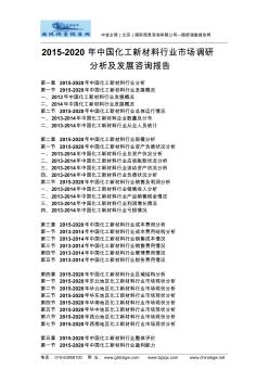 2015-2020年中国化工新材料行业市场调研分析及发展咨询报告