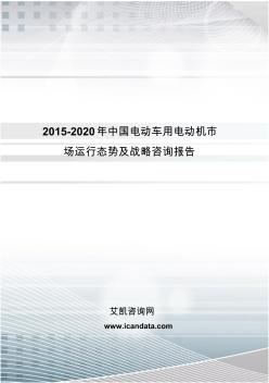 2015-2020年中国电动车用电动机市场运行态势及战略咨询报告