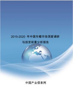 2015-2020年中国车蜡市场深度调研与投资前景分析报告