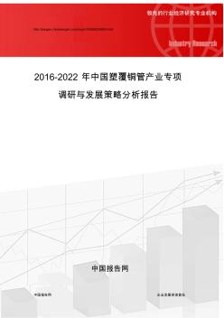 2016-2022年中國(guó)塑覆銅管產(chǎn)業(yè)專項(xiàng)調(diào)研與發(fā)展策略分析報(bào)告